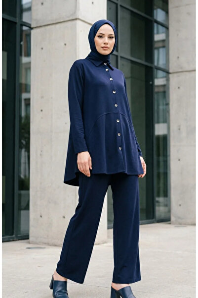 sefamerve Πουκάμισο με γιακά με κουμπιά Τούνικ Παντελόνι Διπλό Σετ 2210-02 Να...