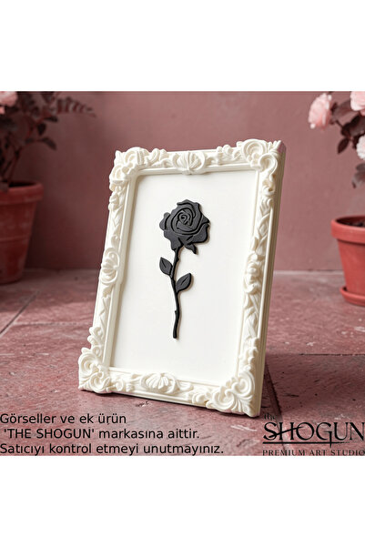 The Shogun Monarch Rose Kabartma Gül Model Varaklı Beyaz Premium Tablo | 170m...