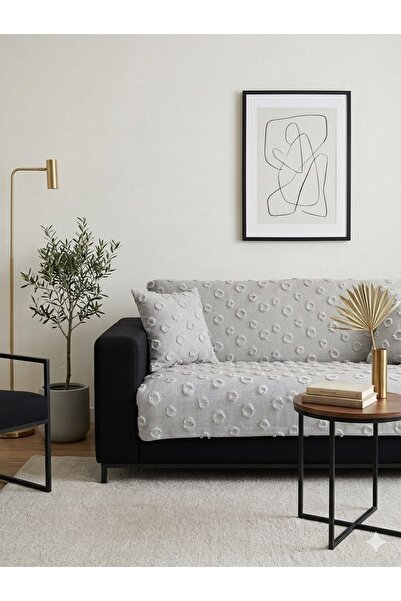 diabella غطاء كنبة منقوش بونبون 180*240 رمادي