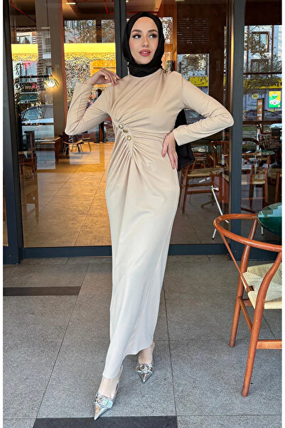 sefamerve Φόρεμα με κουμπιά μπροστά 4620-06 Πέτρα