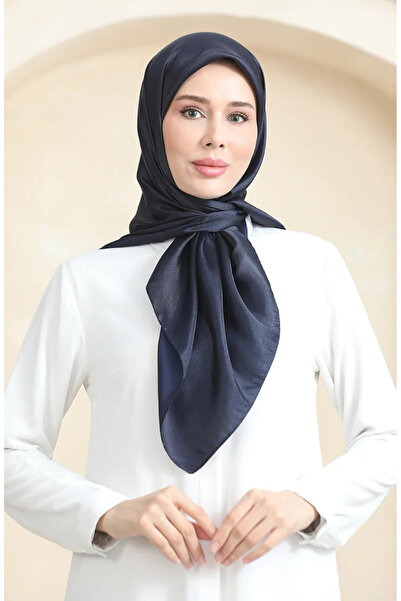 sefamerve Plain Crystal Scarf 70252-07 Navy Blue