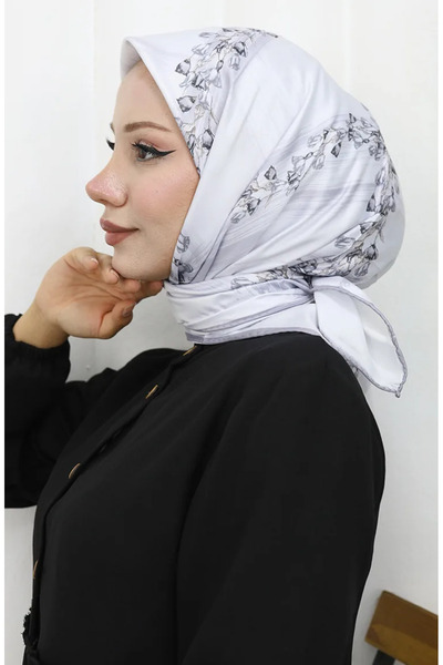 sefamerve Dijital Rayon Eşarp 70310-02 Gümüş Gri