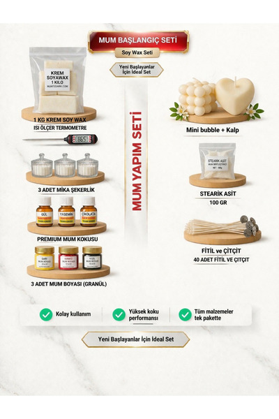 MUMTEDARİK Mum Yapım Başlangıç Seti Soyawax- 5