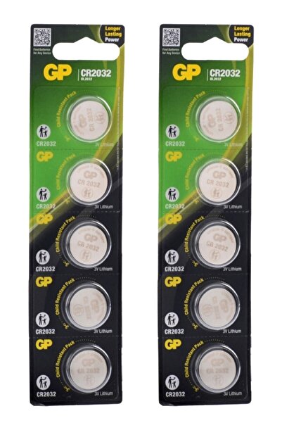 GP 2032 10 Adet 3 Volt Cr2032 Lityum Düğme Para Pil
