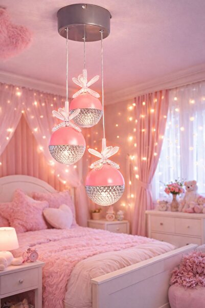 Genel Markalar 3'lü Şeker Led Sarkıt Avize, Renkli ve Şık Genç Kız Odası Aydı...