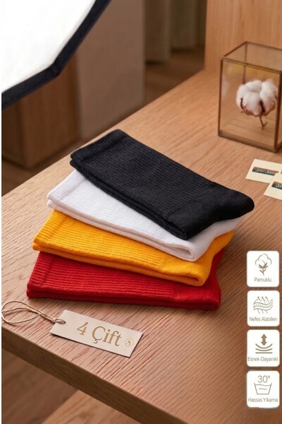 Esinti جوارب رجالية نسائية ملونة جوارب رياضية نيون للرجال 4 قطع