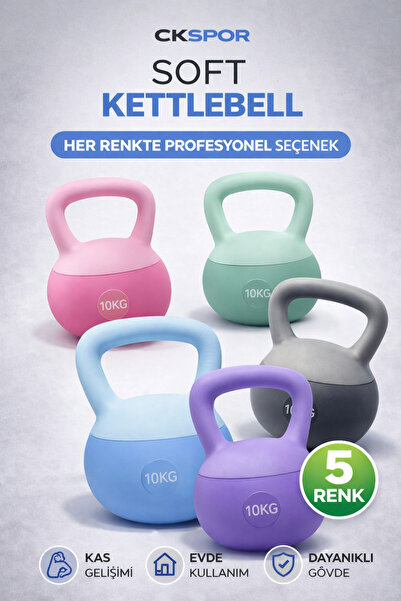 CKSpor 10 Kg Soft Kettlebell Kaymaz Taban Ergonomik Tutuş Evde Fitness Ağırlık