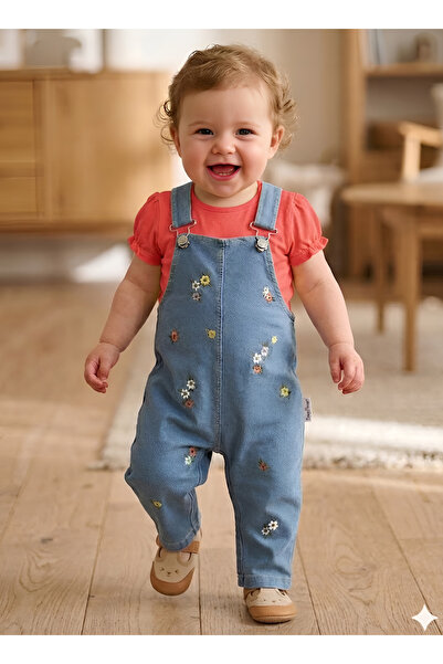 EYMİRGİYİM Floral 2-Piece Salopet Jumpsuit for Baby Girls, Children 6-9 Month...