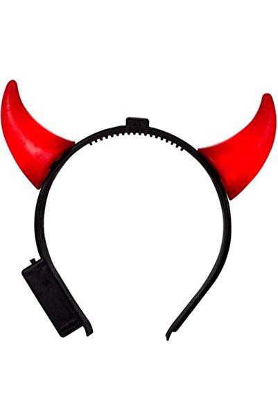 partidolu Yetişkin Işıklı Şeytan Tacı Şeytan Boynuzu Kırmızı Renkhalloween