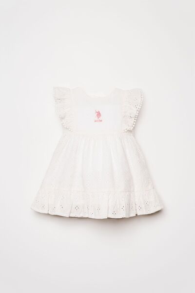 U.S. Polo Assn. Kız Bebek Beyaz Elbise