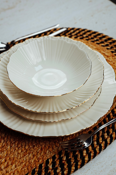 Tulü Porselen TULU PORSELEN 24 PARÇA 6 KİŞİLİK PREMIUM SUNUM YEMEK TAKIMI