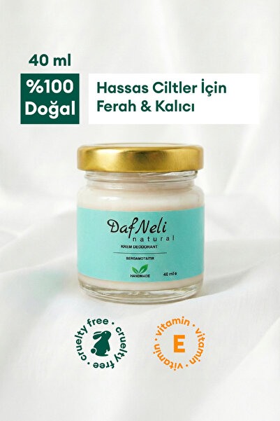 DAFNELİ %100 Doğal Krem Deodorant, Ter koku önleyici, Hassas Ciltler İçin Uyg...