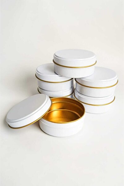 Genel Markalar Beyaz Metal Kutu - Mum ve Hediye Hazırlama Kutusu 10 Adet 7,3x3cm