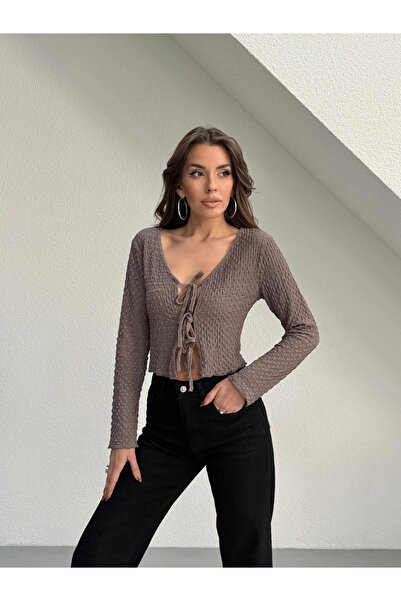 mydukkan.co بلوزة إسبانية بأكمام وربطة أمامية