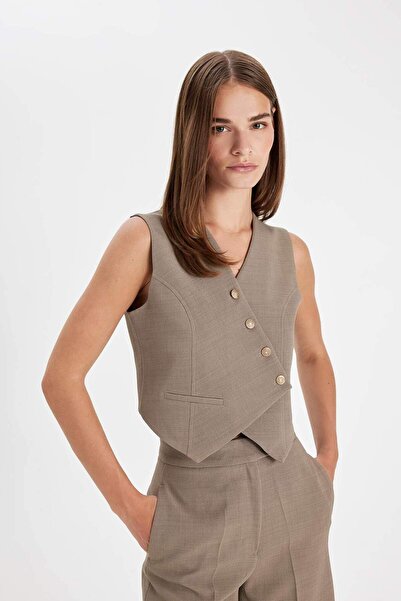 DeFacto Asymmetric V-Neck Striped Vest C8848Ax25Au