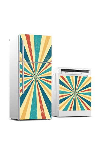 StickerArt Buzdolabı ve Bulaşık Makinası Beyaz Eşya Sticker Kaplama Retro