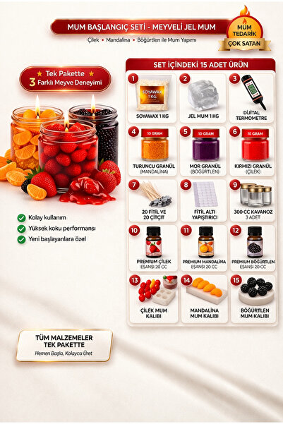 MUMTEDARİK JEL MUM YAPIM SETİ - 3'LÜ REÇEL YAPIMI