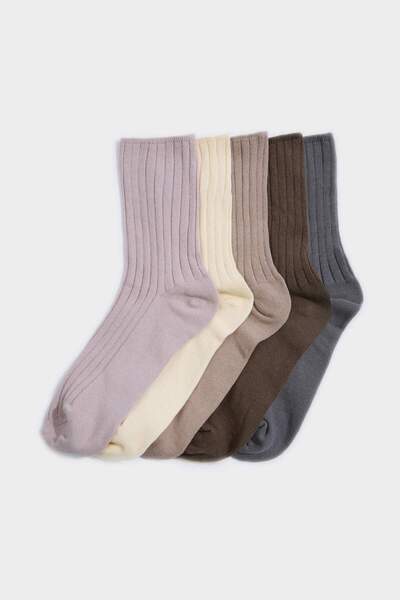 DeFacto Kadın 5'li Pamuklu Uzun Çorap G6853AXNS