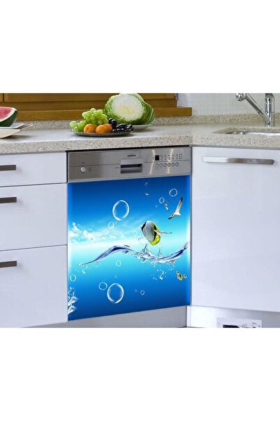 StickerArt Bulaşık Makinesi Sticker Kaplama Beyaz Eşya Kaplama Suda Balık