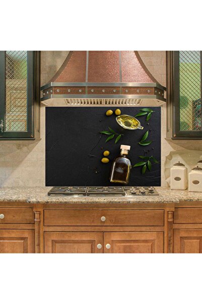 StickerArt Mutfak Duvar Tezgah Arası Ocak Arkası Sticker Kaplama Zeytinyağı S...