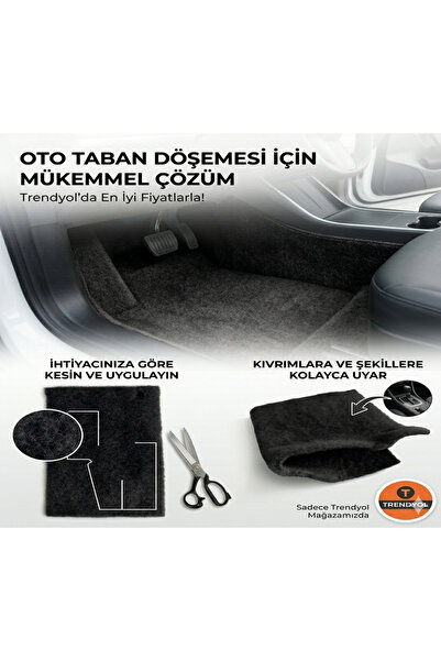 Oto Döşeme Malzemeleri Oto Taban Döşemelik Siyah Apresiz Kalın Yumoş Halı (10...