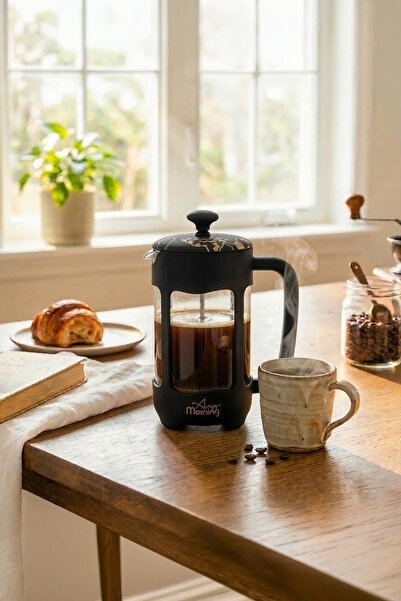 Any Morning 350 ml French Press - Nerezová ocel, 3vrstvá filtrace, borosiliká...