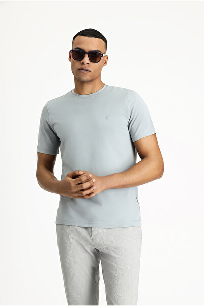 Kiğılı Bisiklet Yaka Slim Fit Dar Kesim Süprem Pamuklu Tişört