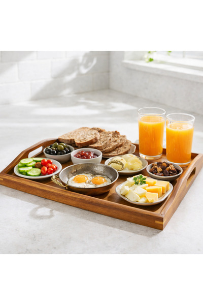 Tohana Akasya Tepsi Dikdörtgen Kahvaltı Ve Kahve Sunumluğu 40x28 cm