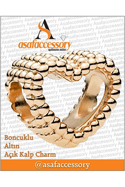 asaf Boncuklu açık kalp charm | gümüş kaplama
