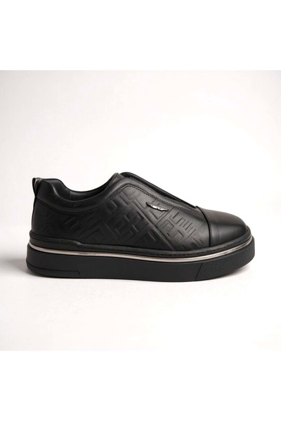 LUCIANO BELLINI Men's Leather Casual Shoes 26907 - Black - 44