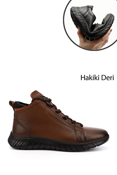 GÖNDERİ(R) حذاء رجالي من الجلد الطبيعي بسحاب عتيق باللون البني الفاتح