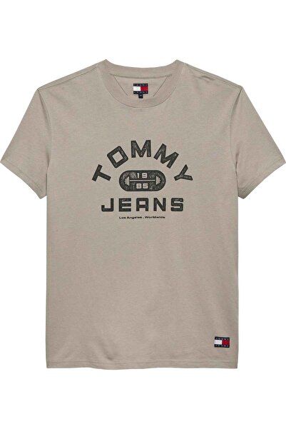 Tommy Hilfiger Erkek Marka Logolu Günlük Kullanıma Uygun Bej T-Shirt DM0DM225...