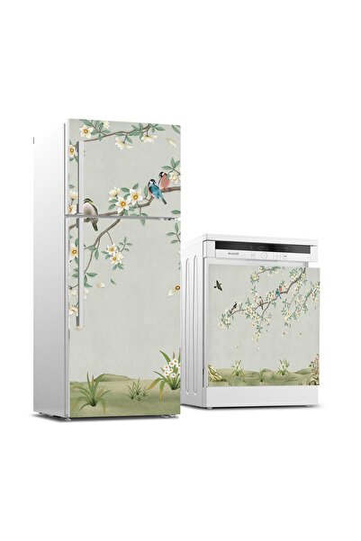 StickerArt Buzdolabı ve Bulaşık Makinası Beyaz Eşya Sticker Kaplama 3D Ağaç K...