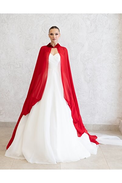 paris in paris CAFTAN ROȘU DE șifon-ROCHIE DE MIREASĂ CU PELERINĂ-CAFTAN DE ș...