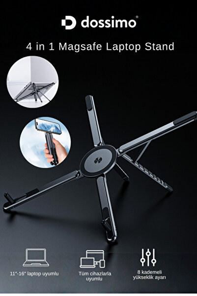 Foldable Portable Laptop Stand Magnetic MagSafe Phone and Tablet Holder Tripod 4 in 1 DS-500