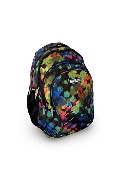 Mesco ghiozdan mare 4 compartimente Model abstract cu buline 38 x 25 x 15 cm