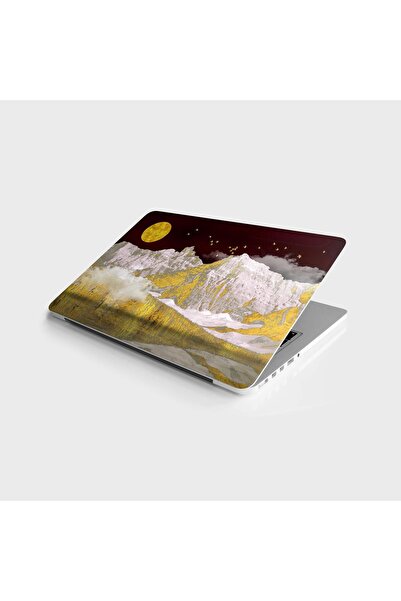 StickerArt Laptop Sticker Bilgisayar Notebook Pc Kaplama Etiketi 3d Altın Dağlar