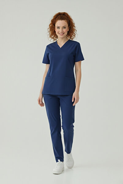 HEMİ طقم ملابس طبية من ليكرا باللون الأزرق الداكن من باتريوت بلو