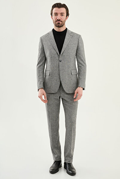 Mcr Jachetă pentru bărbați din in, slim fit, cu guler mono, negru - 41453.25Y