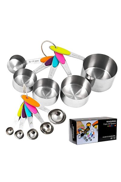 Avaleea Set de 10 piese de măsurare: 5 linguri gradate + 5 căni gradate, din ...