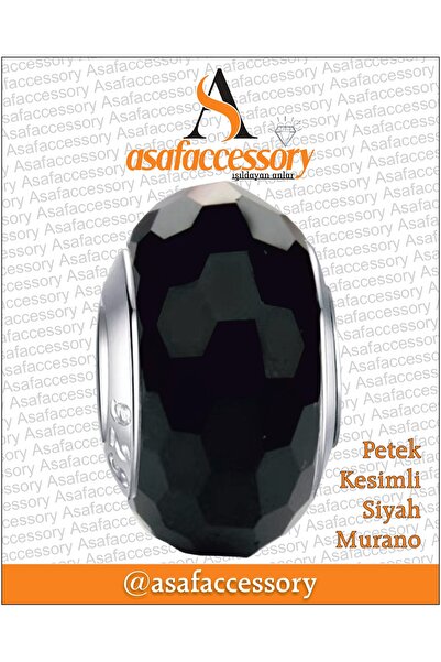 asaf Petek kesimli murano charm | gümüş kaplama