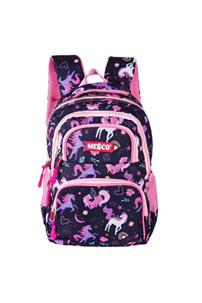 Mesco Ghiozdan cu 4 compartimente Model cu unicorn Mov închis 38 x 26.5 x 12 cm