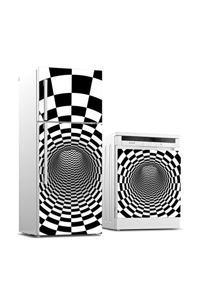 StickerArt Buzdolabı ve Bulaşık Makinası Beyaz Eşya Sticker Kaplama 3d Tünel