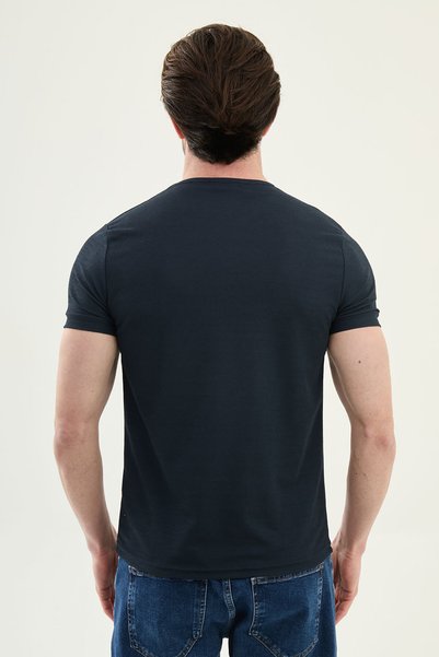 Mcr Plain Slim Fit Crew Neck Men's T-Shirt Navy Blue - 36792.23Y