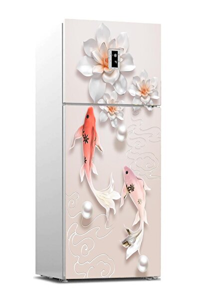 StickerArt Buzdolabı Sticker Kaplama Dolap Kaplama Etiketi 3d Balık Çiçek Zemin