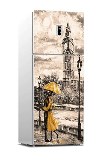 StickerArt Buzdolabı Sticker Kaplama Dolap Kaplama Etiketi Londra Sarı Yağlıboya
