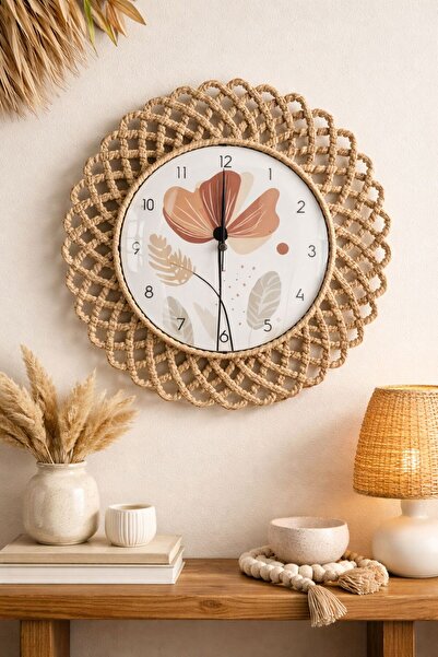 home inn Bohemian Wicker Framed Wall Clock – Modern Look Decorative Living Ro...