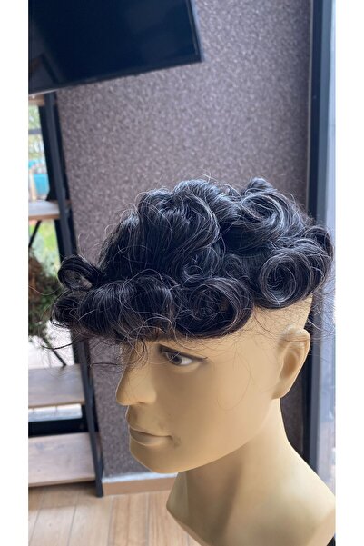 Handmade %100 insan sacı protez sac 7x10cm ölçü %30 beyazlı model(kıvırcık de...