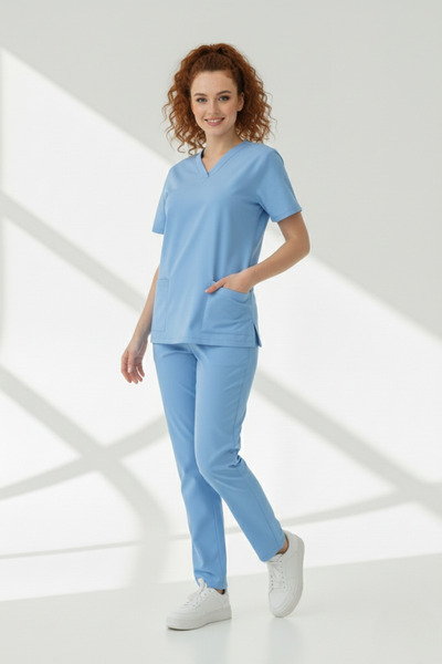 HEMİ Σετ ιατρικής φόρμας Alaskan Blue Doktor, Σετ Lycra Alaskan Blue Scrubs