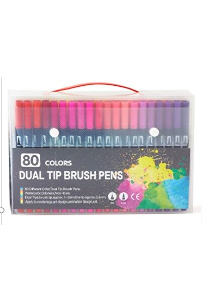 Avaleea Set of 80 MarkersWater-Based2 Tip Types1-2 mm0.4 mmBlack Marker BodyP...